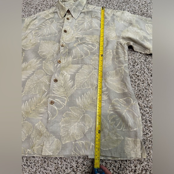Caribbean Silk Blend Tropical Leaf Print Short Sleeve Shirt Mens Size M - Picture 10 of 11